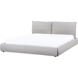 Lit Double en Tissu 180 x 200 cm Rembourré avec Sommier à Lattes Gris Clair Vinay