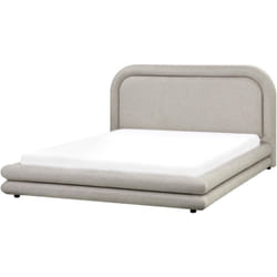 Beliani - Lit Double Rembourré avec Tête de Lit et Cadre à Lattes 160 x 200 cm Mobilier Chambre à Coucher en Tissu Taupe Lavardens