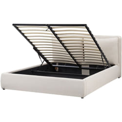 Lit Double Moderne avec Coffre de Rangement 160 x 200 cm en Tissu Beige Bajonna