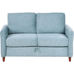 Beliani - Canapé 2 Places Rembourré Moderne avec Rangement Accoudoirs en Tissu Bleu Mare