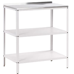 Lot de Cuisine Extérieur en Acier Inoxydable 80 x 50 x 92 cm avec Étagères et Plan de Travail de Jardin Blanc Vilama