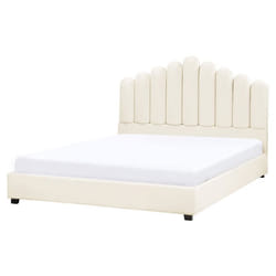 Lit avec sommier Velours VINCENNES 140 x 200 cm Blanc cassé
