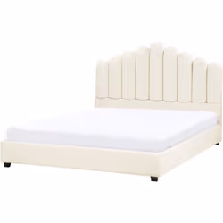 Lit en velours avec tête de lit en forme de coquillage. Ce lit magnifique apporte une touche de luxe à votre chambre à couche ...