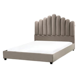 Lit avec sommier Velours VINCENNES 140 x 200 cm Taupe