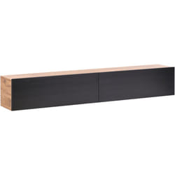 Meuble TV Mural Minimaliste Etagère de Rangement Multimédia 180 cm en Panneau Particules de Bois Marron et Noir Gladstone