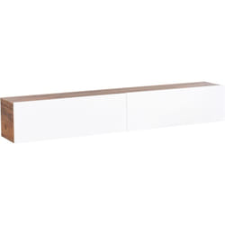 Beliani - Meuble tv Mural Minimaliste Etagère de Rangement Multimédia 180 cm en Panneau Particules de Bois Blanc et Marron Gladstone