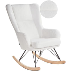 Beliani - Fauteuil à Bascule Élégant Rembourré Moelleux Pieds en Métal Dossier Large avec Accoudoirs Bouclé Blanc Cassé Luoma