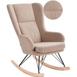 Beliani - Fauteuil à Bascule Élégant Rembourré Moelleux Pieds en Métal Dossier Large avec Accoudoirs Bouclé Beige Luoma