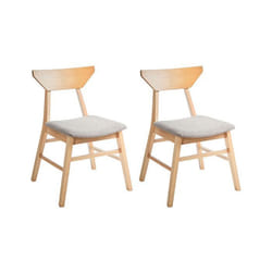 Beliani - Lot De 2 Chaises De Salle À Manger En Polyester Rembourré Dossier En Bois D'Hévéa Meuble Cuisine Marron Clair Et Taupe Hopkins