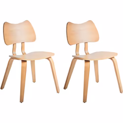 Ensemble de chaises de salle à manger rétro avec dossier incurvé. Fabriquée en bois d'hévéa de haute qualité, cette paire de ...