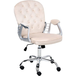 Beliani - Chaise de Bureau en Velours Dossier Capitonné Réglable Beige Princess