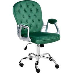 Beliani - Chaise de Bureau en Velours Dossier Capitonné Réglable Vert Princess