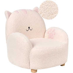Fauteuil pour Enfants en Bouclé en Forme de Chat Rembourré Blanc Cassé Zoar