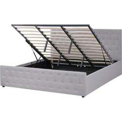 Lit avec Rangement en Tissu 180 x 200 cm Sommier à Lattes Cadre de Lit Capitonné Gris Clair Amiens