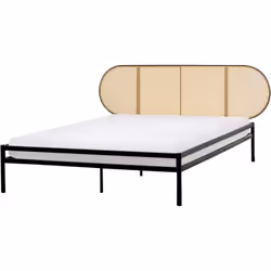 Lit élégant avec tresses viennoises. Apportez une touche d'élégance naturelle à votre chambre à coucher avec ce lit à cadre e ...