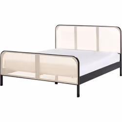 Cadre de lit en bois avec tête de lit en tresse viennoise. Ajoutez de l'élégance à votre chambre à coucher avec ce lit de sty ...