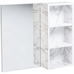 Beliani - Meuble de salle de Bains avec Armoire à Glace Effet Marbre Blanc Joinville