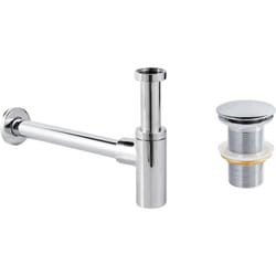 Beliani - Siphon de Lavabo avec Bonde Clic Clac Laiton et Acier Inoxydable Argenté Mafredi