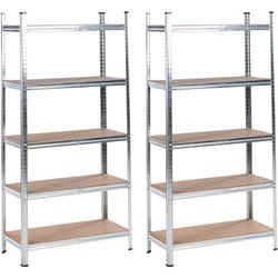 Beliani - Lot de 2 Etagères Moderne Métallique Extérieur Jardin Garage 5 Niveaux Argenté Xitta