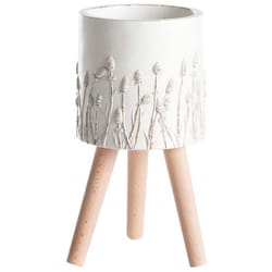 Cache-pot sur pied JANINA 24 cm Blanc cassé