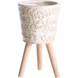 Pot de fleurs avec motif gaufré. Améliorez votre balcon ou votre salon avec cet élégant pot à plantes, posé sur des pieds en  ...