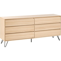 Commode de Rangement Minimaliste à 6 Tiroirs Panneau de Particules Marron Clair Cardigan
