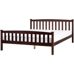 Beliani - Lit Double avec Sommier à Lattes Style Classique 160 x 200 cm en Bois de Pin Marron Foncé Giverny
