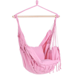 Beliani - Chaise Balançoire Hamac Suspendue Siège en Coton Rose Bonea