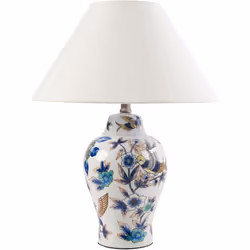 Lampe de table en porcelaine avec motif floral. Cette lampe de table est un parfait mélange de beauté et de praticité. Sa bas ...