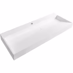 Vasque de salle de bain en fonte minérale. Cette élégante vasque murale allie un design minimaliste à une fonctionnalité prat ...