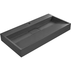 Beliani - Vasque Suspendue en Fonte Minérale 90 x 46 cm Rectangulaire Finition Mate Noire Quenko