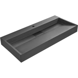 Beliani - Vasque Suspendue en Fonte Minérale 100 x 46 cm Rectangulaire Finition Mate Noire Quenko