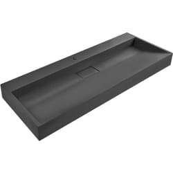 Beliani - Vasque Suspendue en Fonte Minérale 120 x 46 cm Rectangulaire Finition Mate Noire Quenko