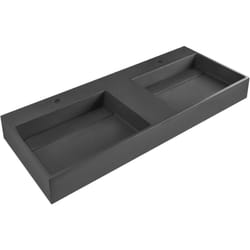 Double Vasque Suspendue Classique en Fonte Minérale 120 x 48 cm Rectangulaire Noir Cusco
