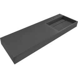 Vasque Suspendue Classique en Fonte Minérale 150 x 48 cm Rectangulaire Finition Mate Noir Cusco