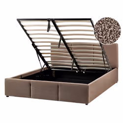 Lit ottoman Bouclé BOUSSE 140 x 200 cm Taupe
