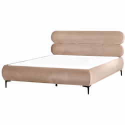 Cadre avec tête de lit élégante. Ce superbe cadre de lit, recouvert de velours doux, apporte une touche de luxe à n'importe q ...