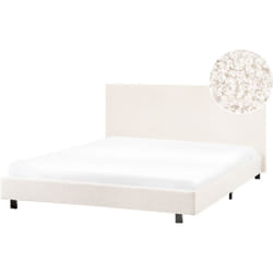 Beliani - Lit Double Moderne avec Sommier à Lattes 140 x 200 cm Cadre de Lit Tapissé Bouclé Blanc Cassé Albi