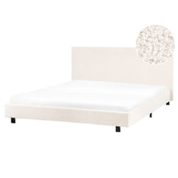 Lit avec sommier Bouclé ALBI 160 x 200 cm Blanc cassé