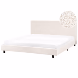 Lit avec sommier Bouclé ALBI 180 x 200 cm Blanc cassé