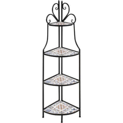 Beliani - tagère d'Angle en Métal à 4 Niveaux Vintage en Fer et Céramique Pliable Intérieur Extérieur Noir Favara