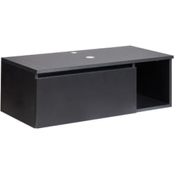 Meuble de Lavabo Suspendu Façade Cannelée avec 2 Étagères 80 x 40 cm Noir Rupanco