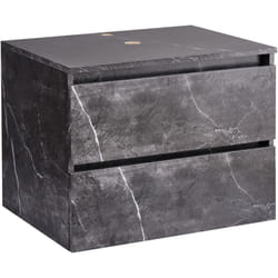 Beliani - Meuble de Lavabo Suspendu Façade Cannelée avec 2 Tiroirs 60 x 47 cm Effet Marbre Noir Serra