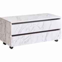Meuble de salle de bains sur roulettes avec tiroirs. Ce meuble de rangement de salle de bain contemporain comporte deux tiroi ...
