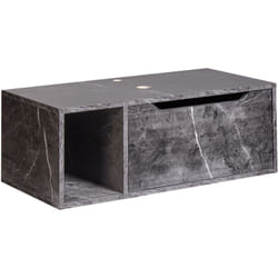 Beliani - Armoire de Toilette Suspendue Murale en mdp Marbre 80 x 40 cm Façade Cannelée 2 Étagères Noir Cascavel