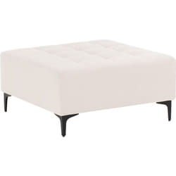 Pouf Ottoman Carré Repose Pieds Noirs Rembourré Velours Beige Clair Aberdeen