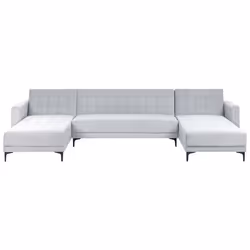 Canapé-lit modulable en forme de U ABERDEEN Velours Gris clair 5 places