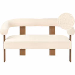 Canapé rétro rembourré avec pieds en bois. Apportez une touche de charme rétro à votre salon avec ce canapé élégant. Rembourr ...