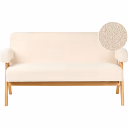 Canapé moelleux avec pieds en bois. Cet élégant canapé apporte une touche vintage à votre salon. Revêtu d'un tissu bouclé tex ...