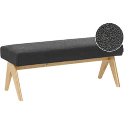 Beliani - Banc de Lit Siège de Couloir Pieds en Bois Marron Clair Revêtement Rembourré Bouclé Noir Tamre